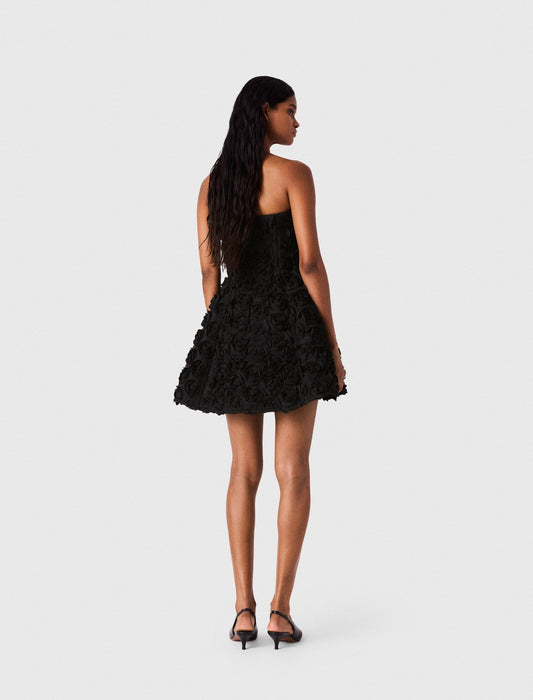 Strapless Dress With Flowers Black