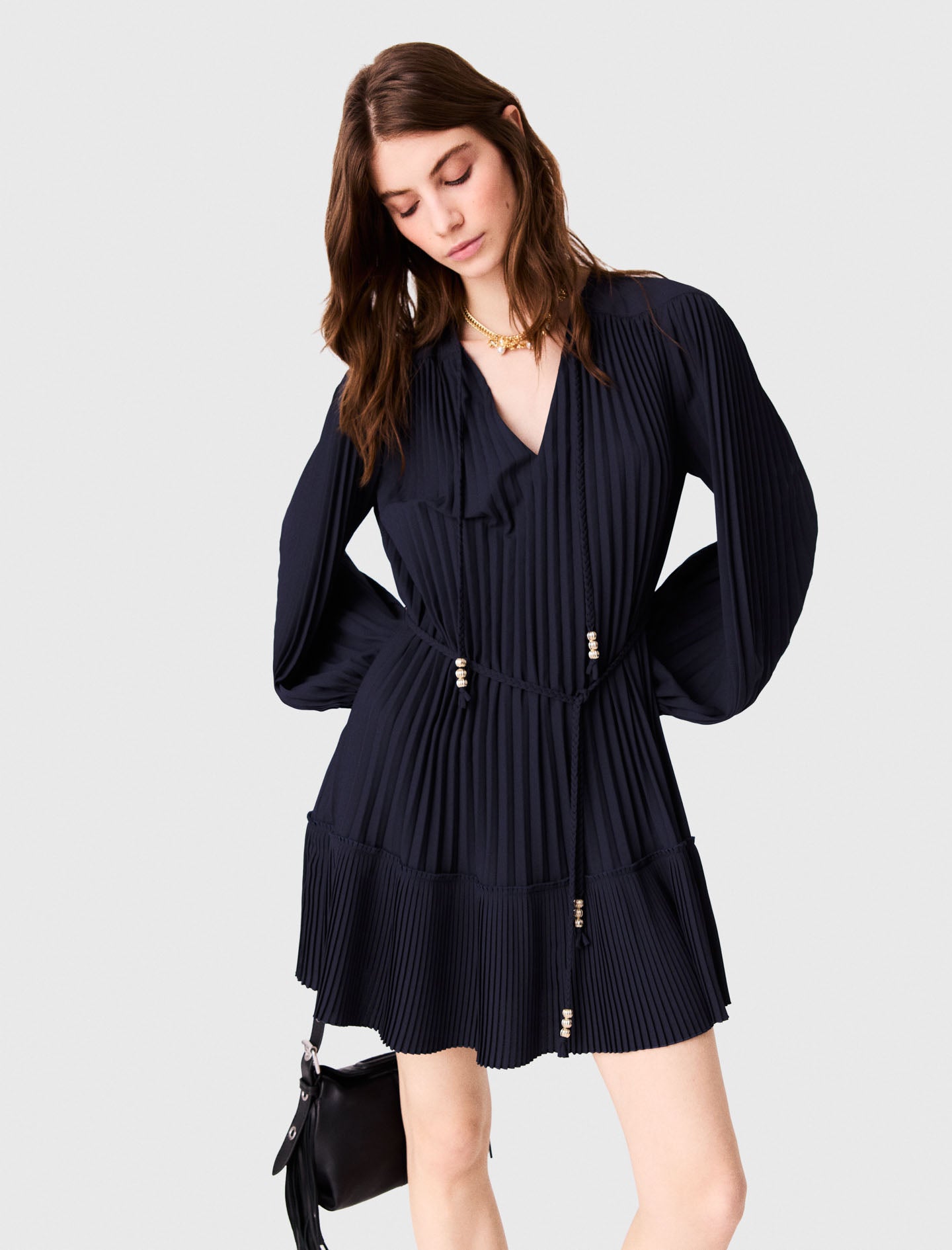 Short pleated dress Navy