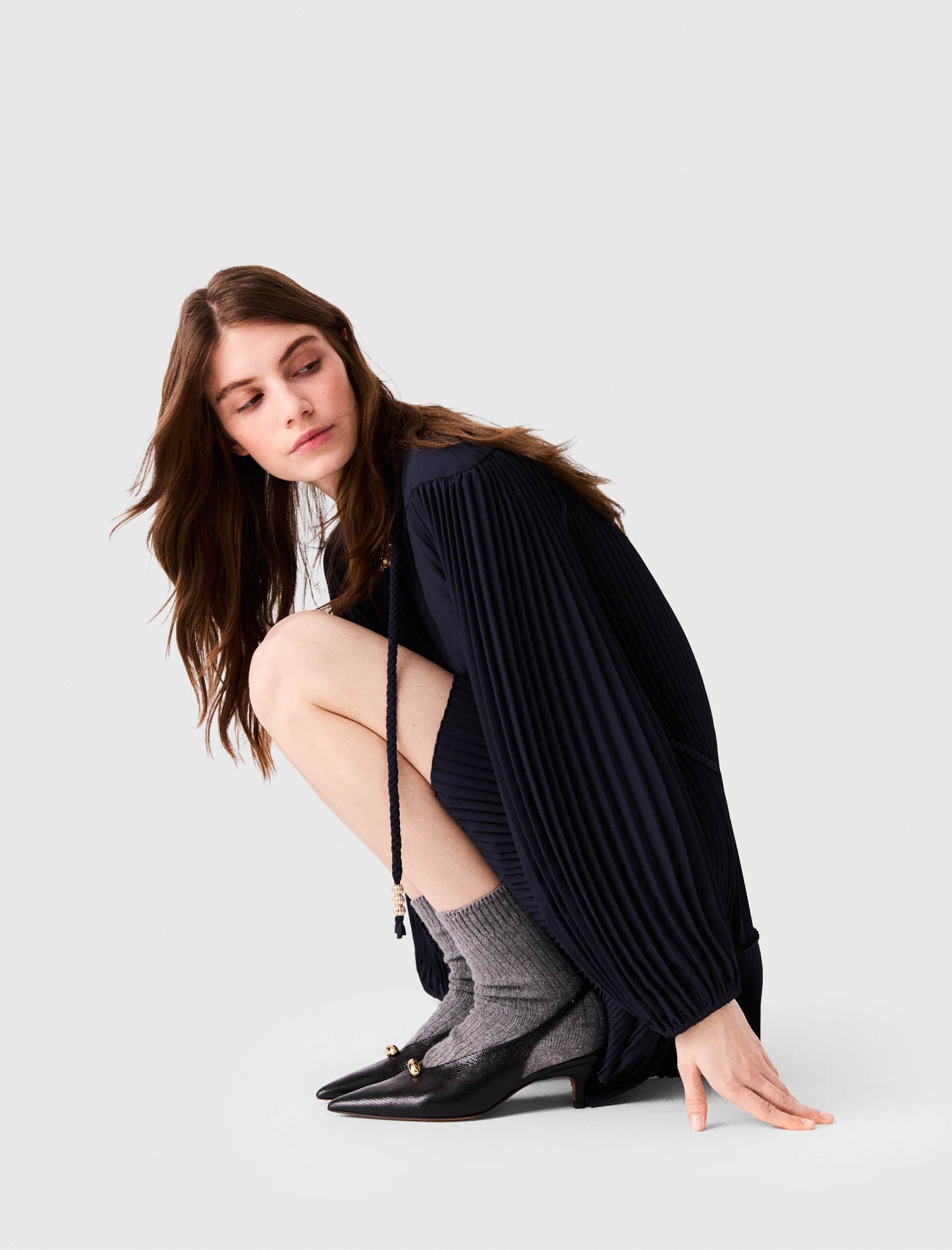Short pleated dress Navy