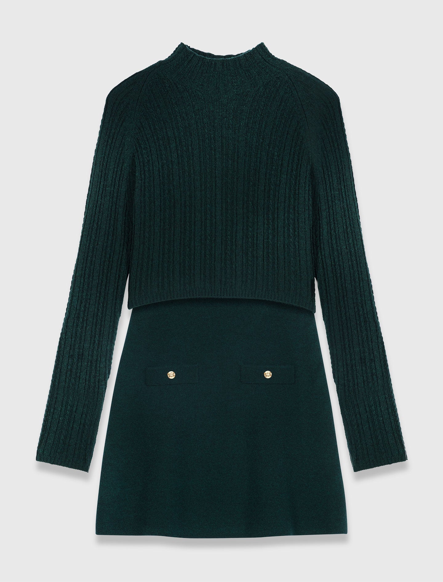 Knit dress with removable sweater Bottle Green
