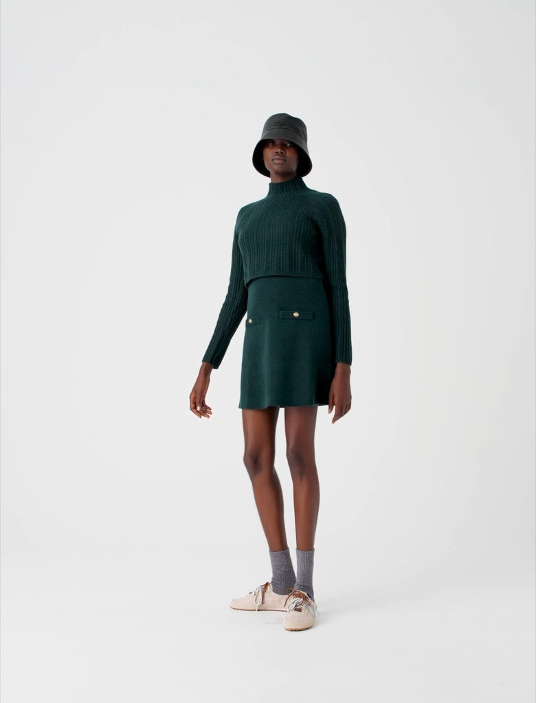 Knit dress with removable sweater Bottle Green
