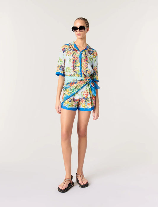 Multicolor floral print-featured-Patterned shorts