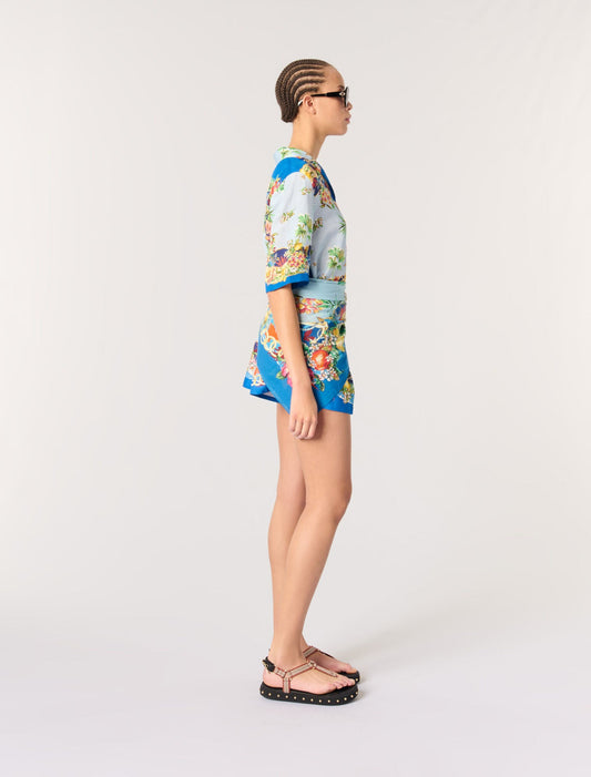 Multicolor floral print-Patterned shorts