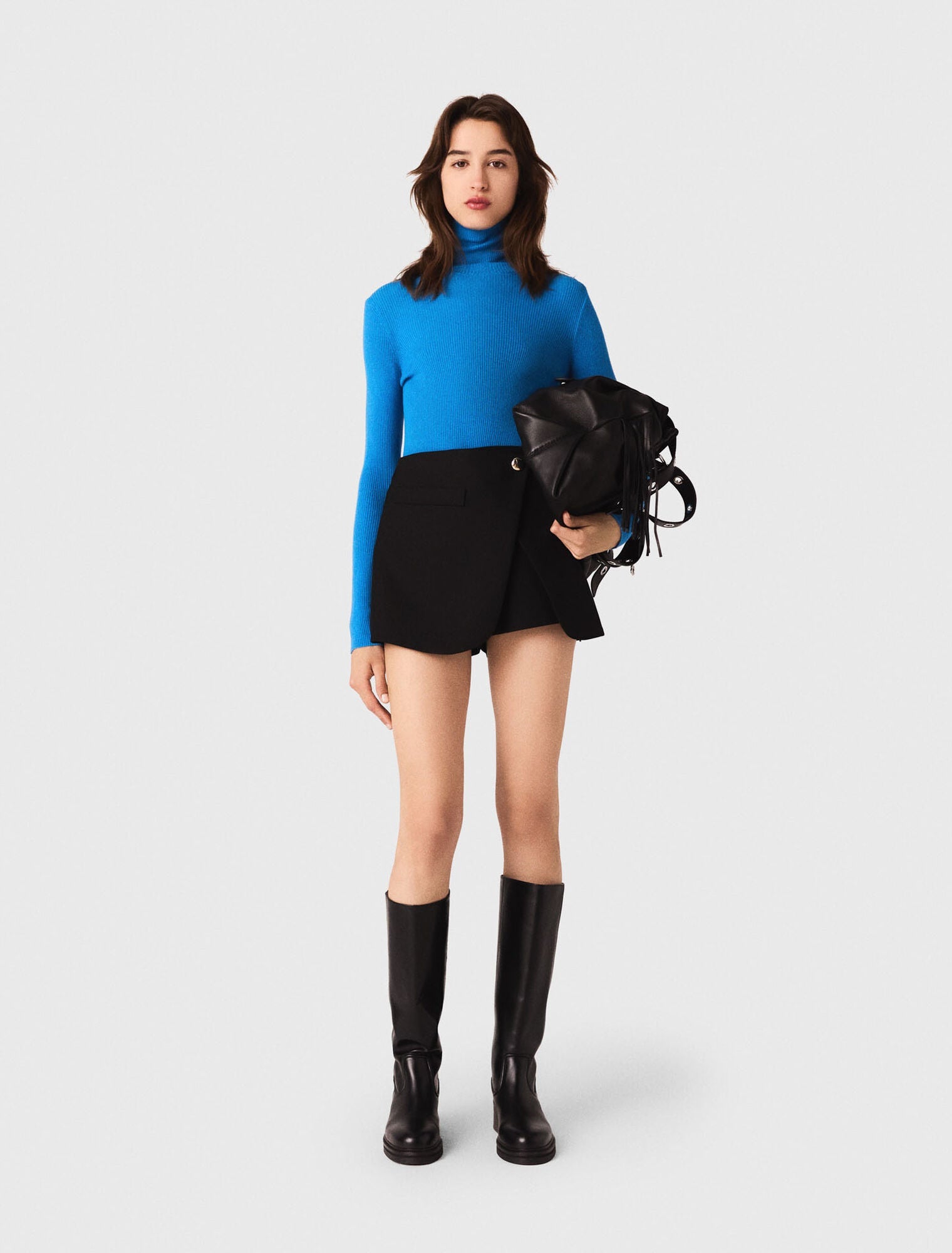 Layered-effect suit shorts
