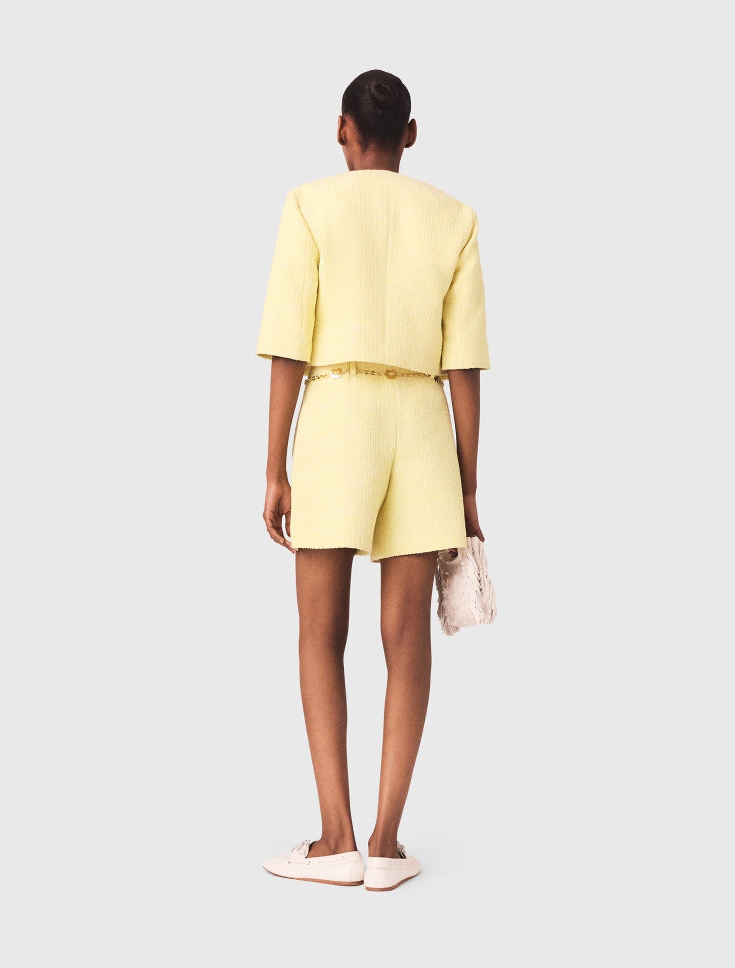 Tweed Shorts Pale Yellow