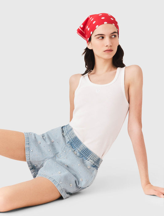 Floral denim shorts Blue