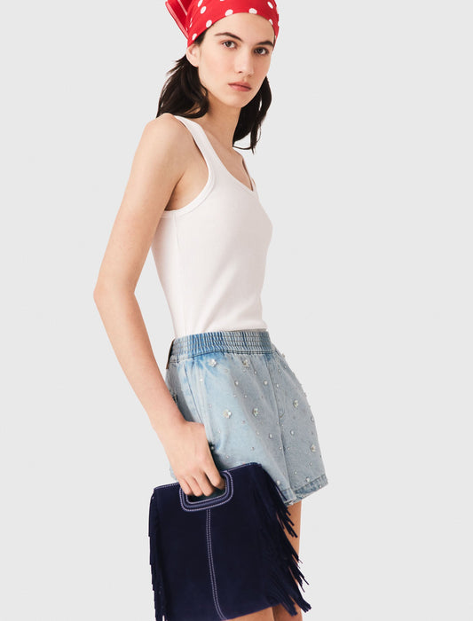 Floral denim shorts Blue