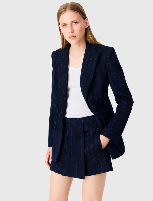 Tailored shorts with lurex Navy