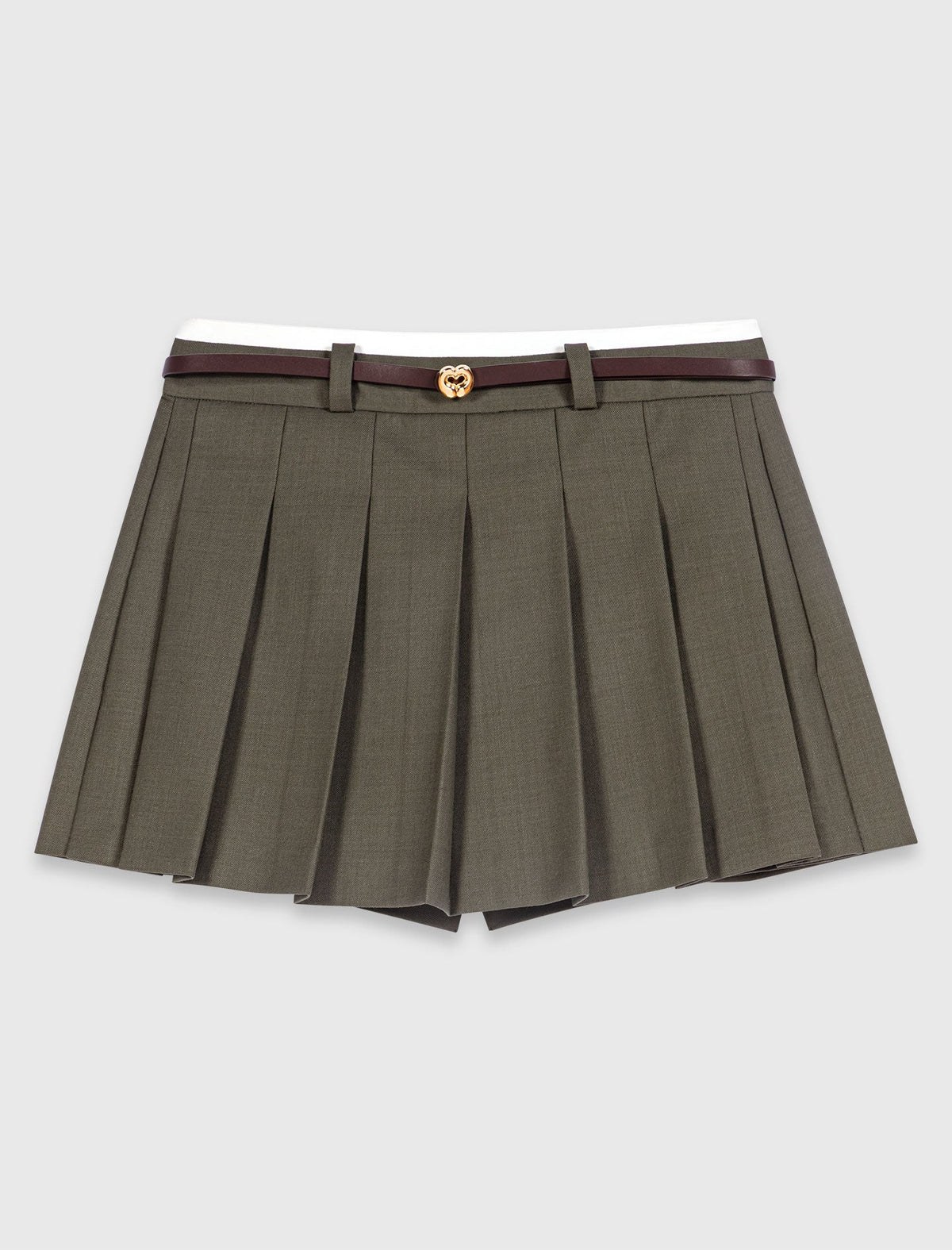 Pleated skirt-effect shorts Khaki