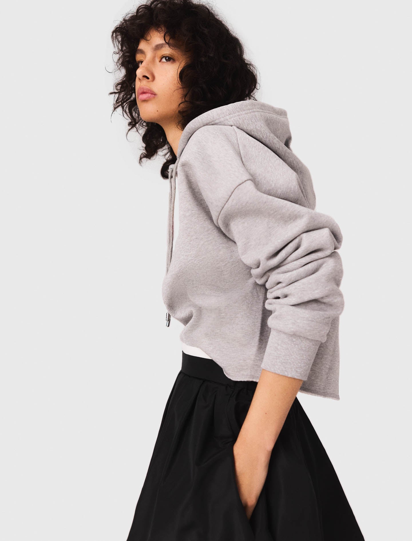 Light Grey  Embroidered logo crop sweatshirt