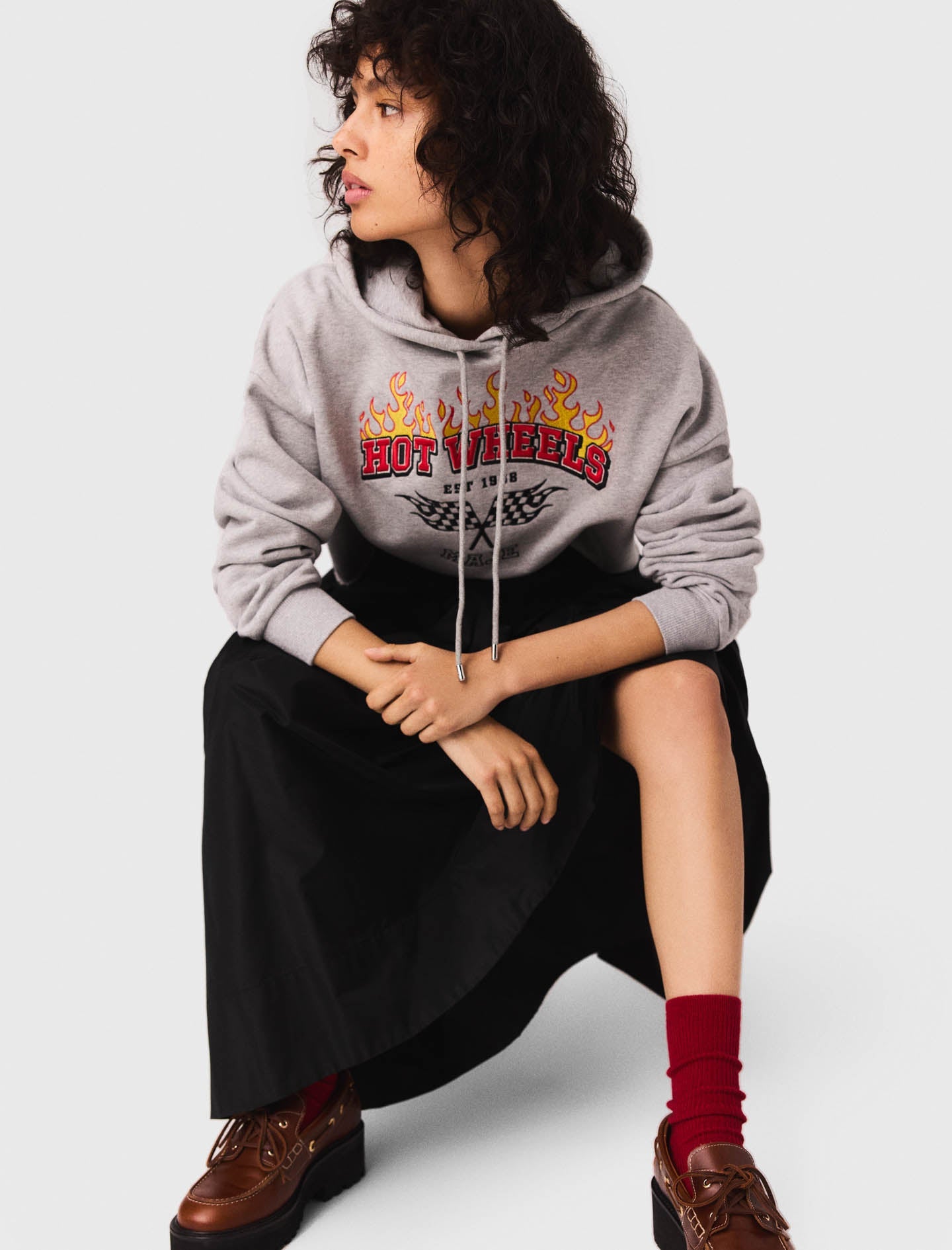 Light Grey  Embroidered logo crop sweatshirt