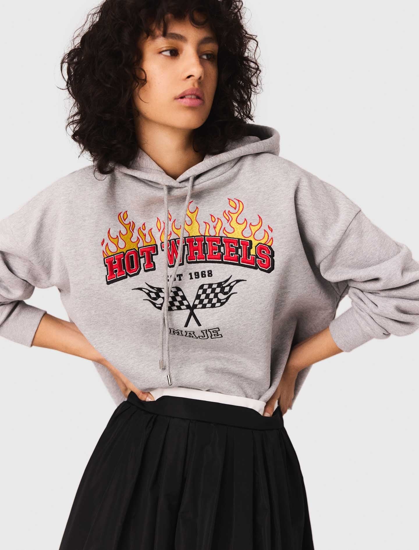 Light Grey  Embroidered logo crop sweatshirt