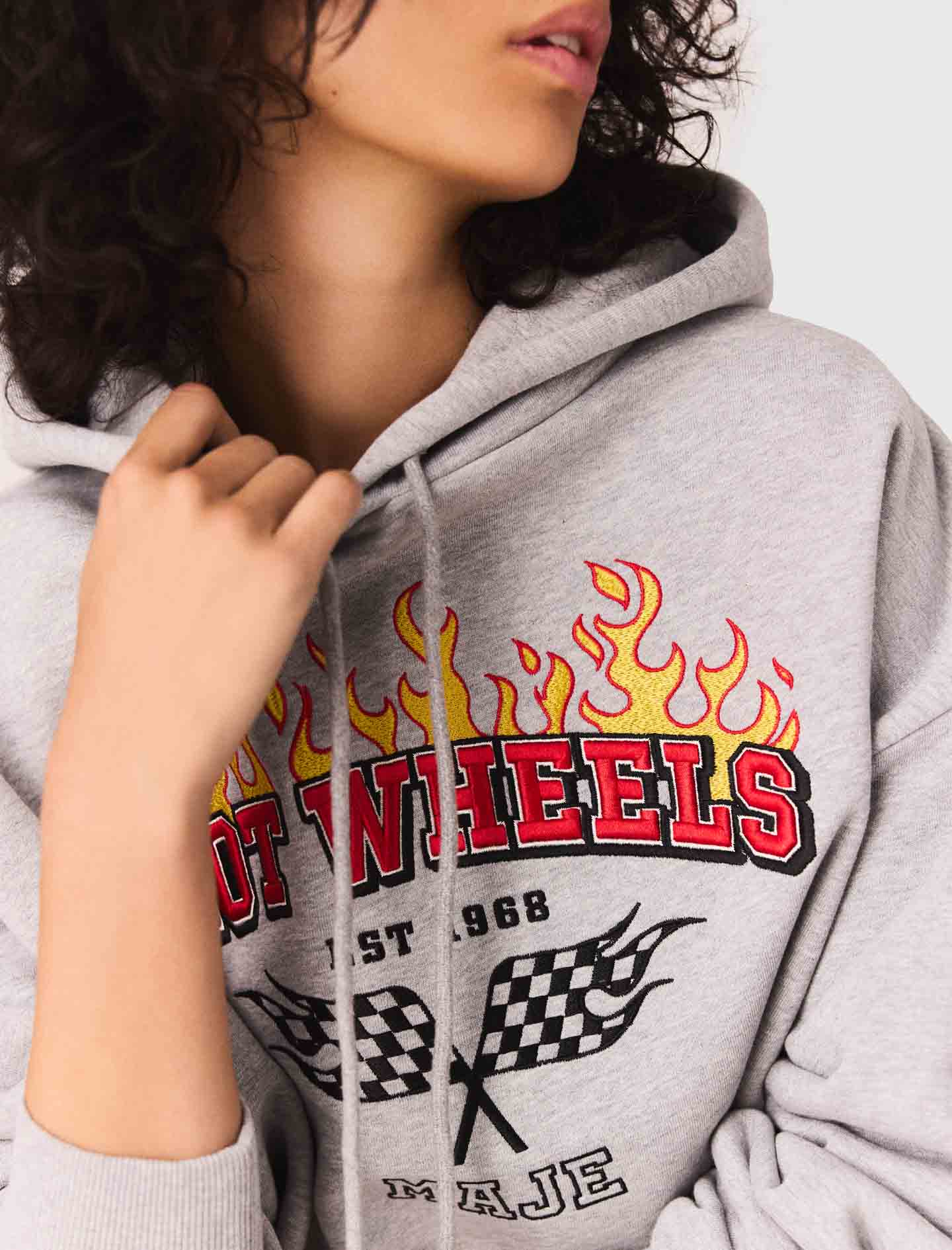Light Grey  Embroidered logo crop sweatshirt