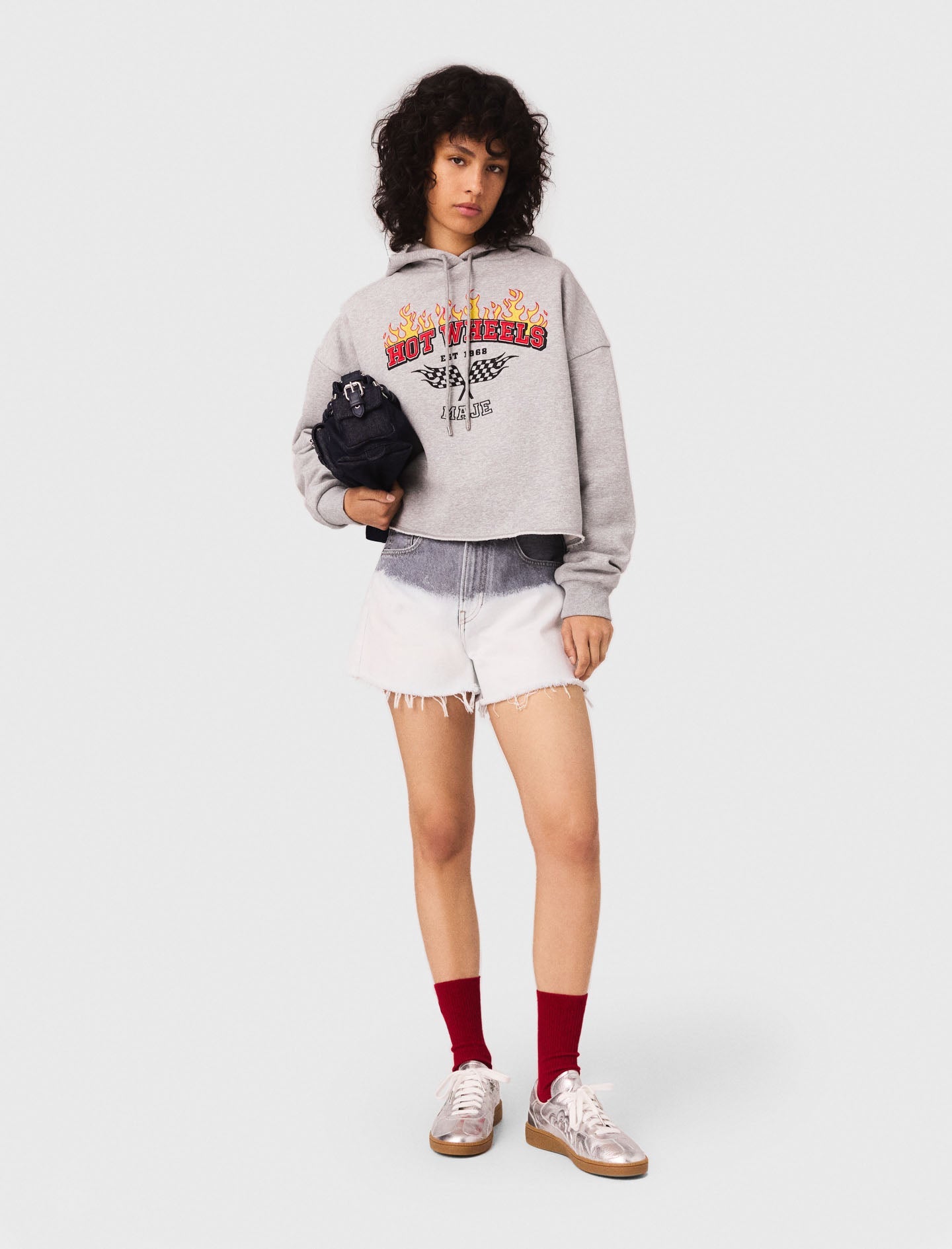 Light Grey  Embroidered logo crop sweatshirt