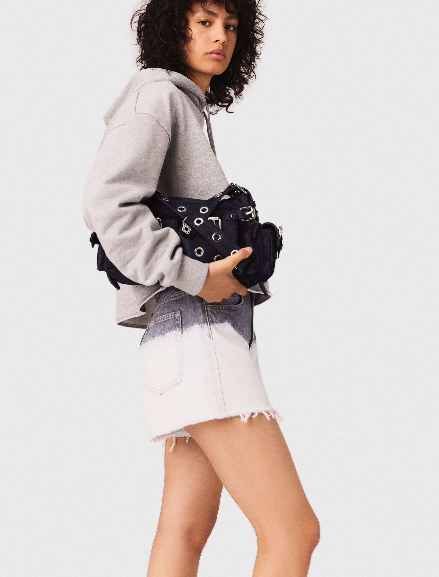 Light Grey  Embroidered logo crop sweatshirt