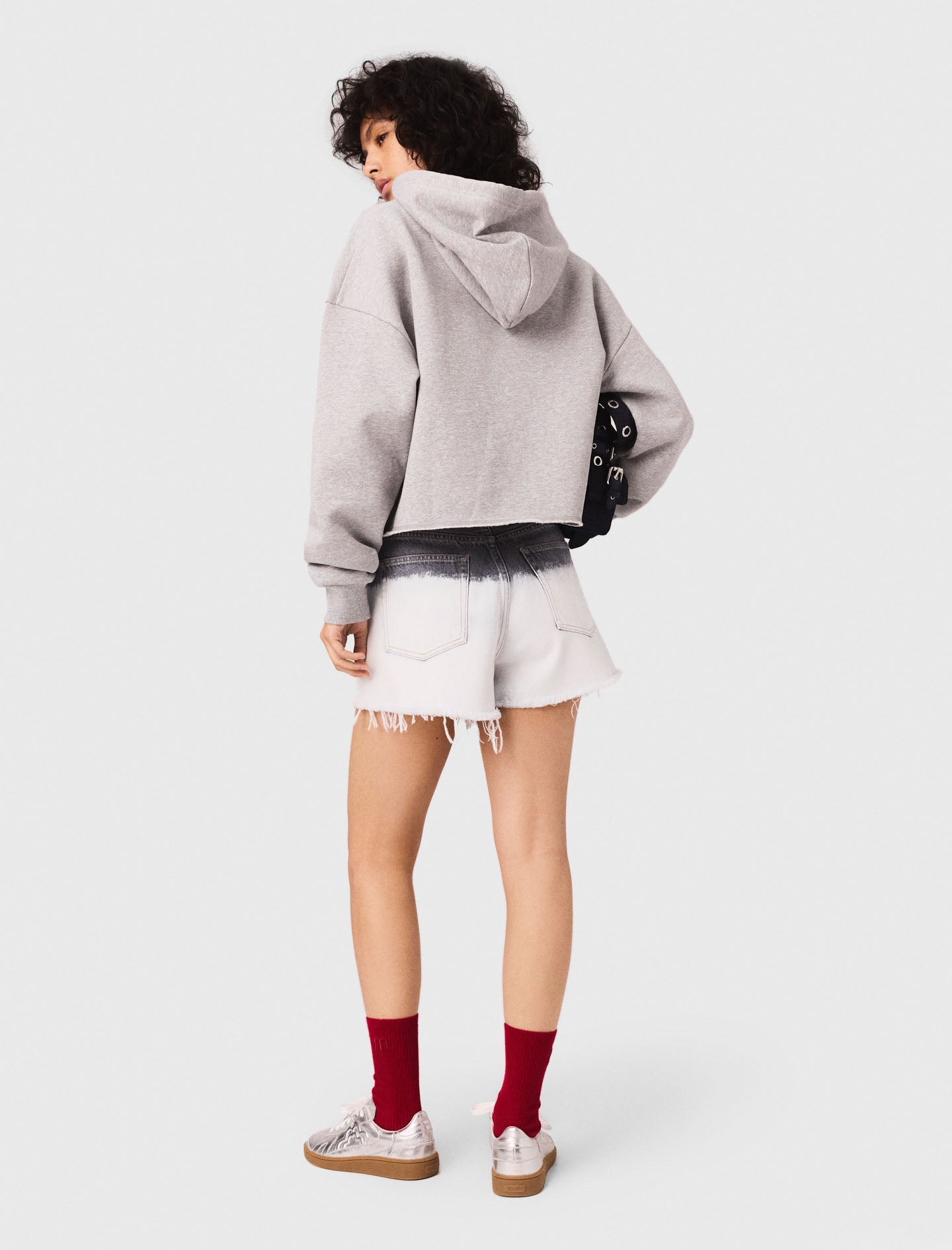 Light Grey  Embroidered logo crop sweatshirt