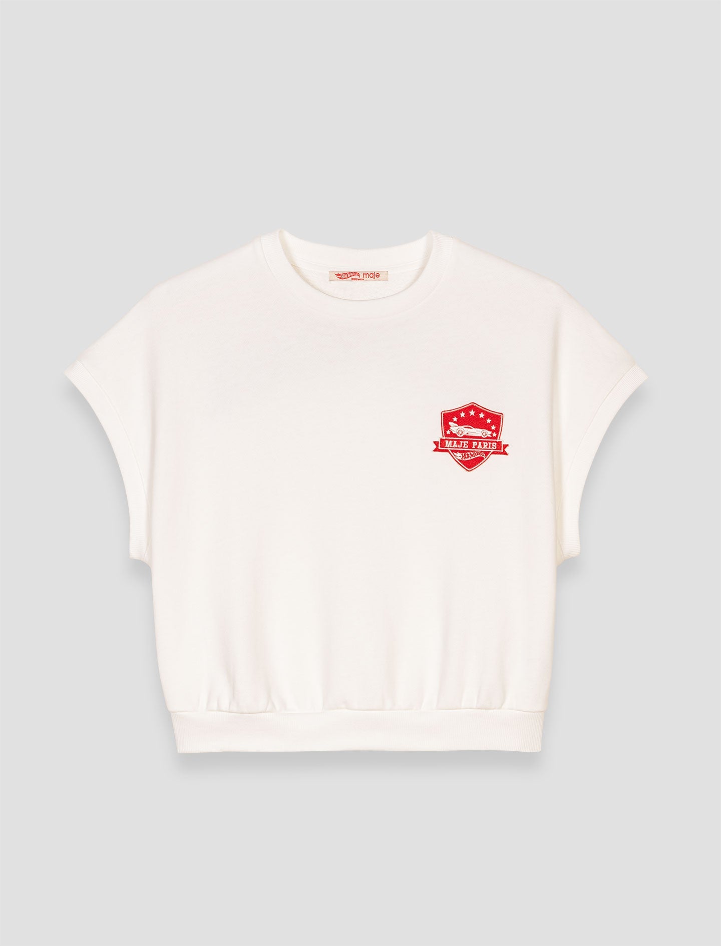 White Embroidered logo crop sweatshirt