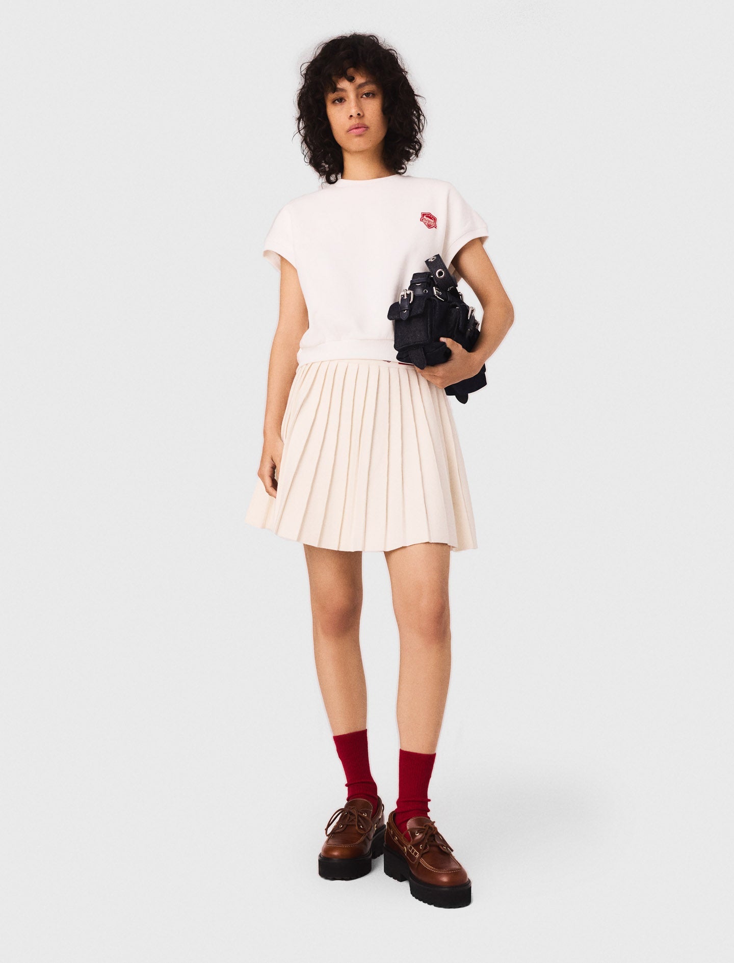 White featured Embroidered logo crop sweatshirt