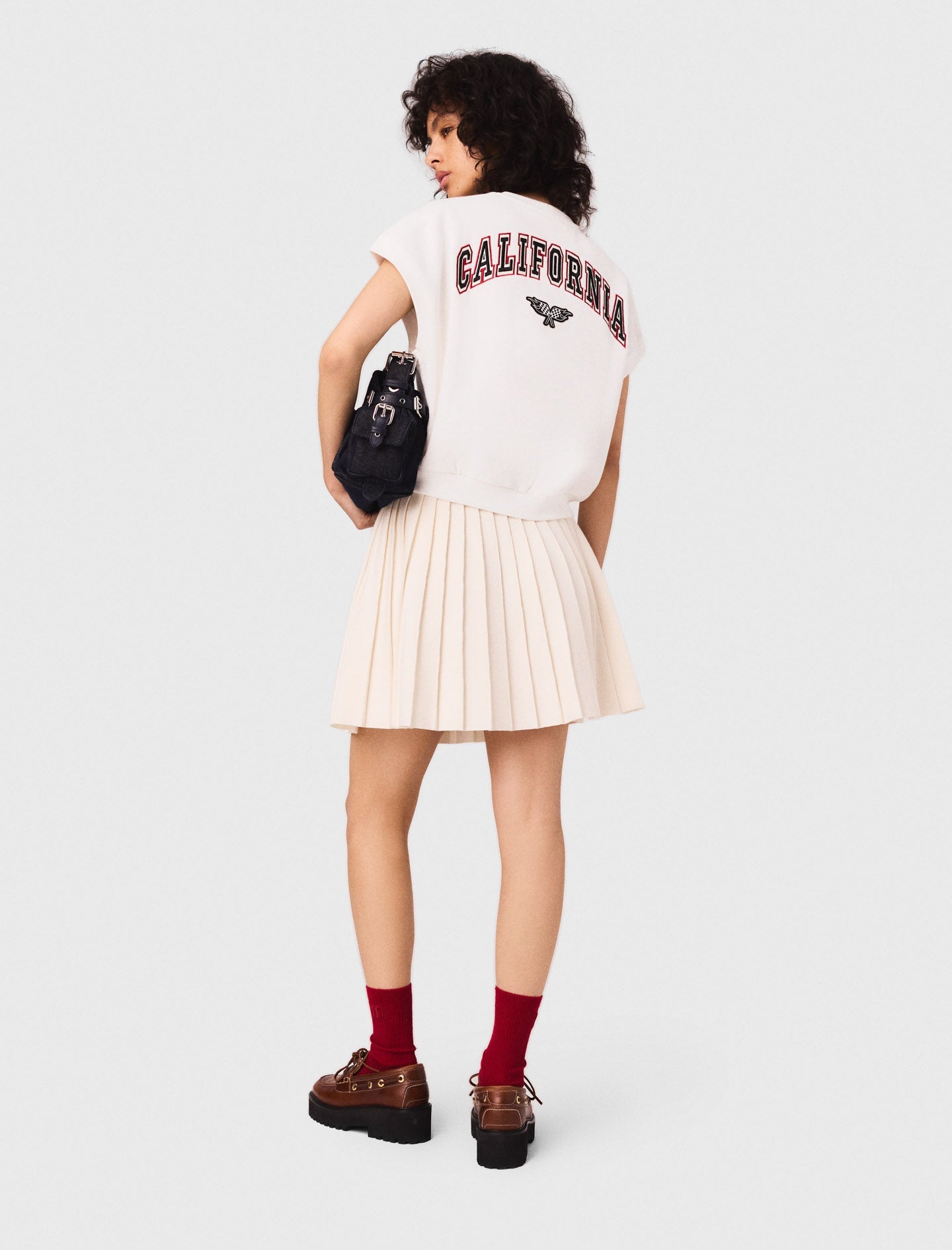 White Embroidered logo crop sweatshirt