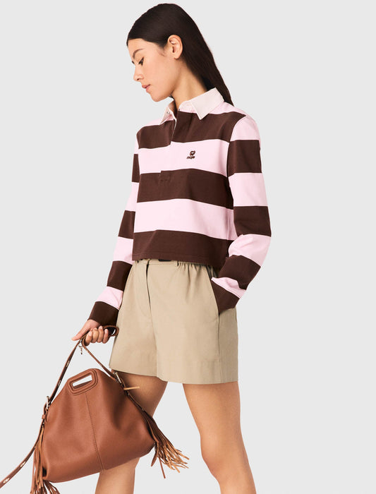 Striped Polo Sweatshirt Brown/Pink