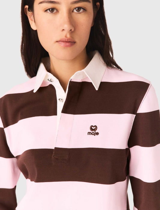 Striped Polo Sweatshirt Brown/Pink