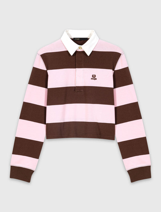 Striped Polo Sweatshirt Brown/Pink