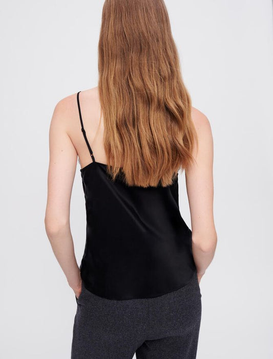 Black SILK SATIN AND LACE TOP