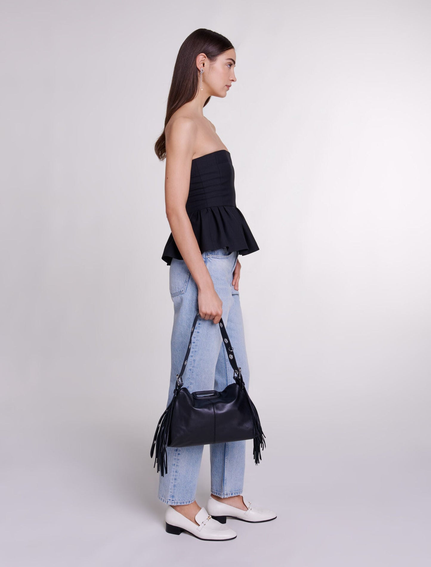 Black  -Bustier top with basque