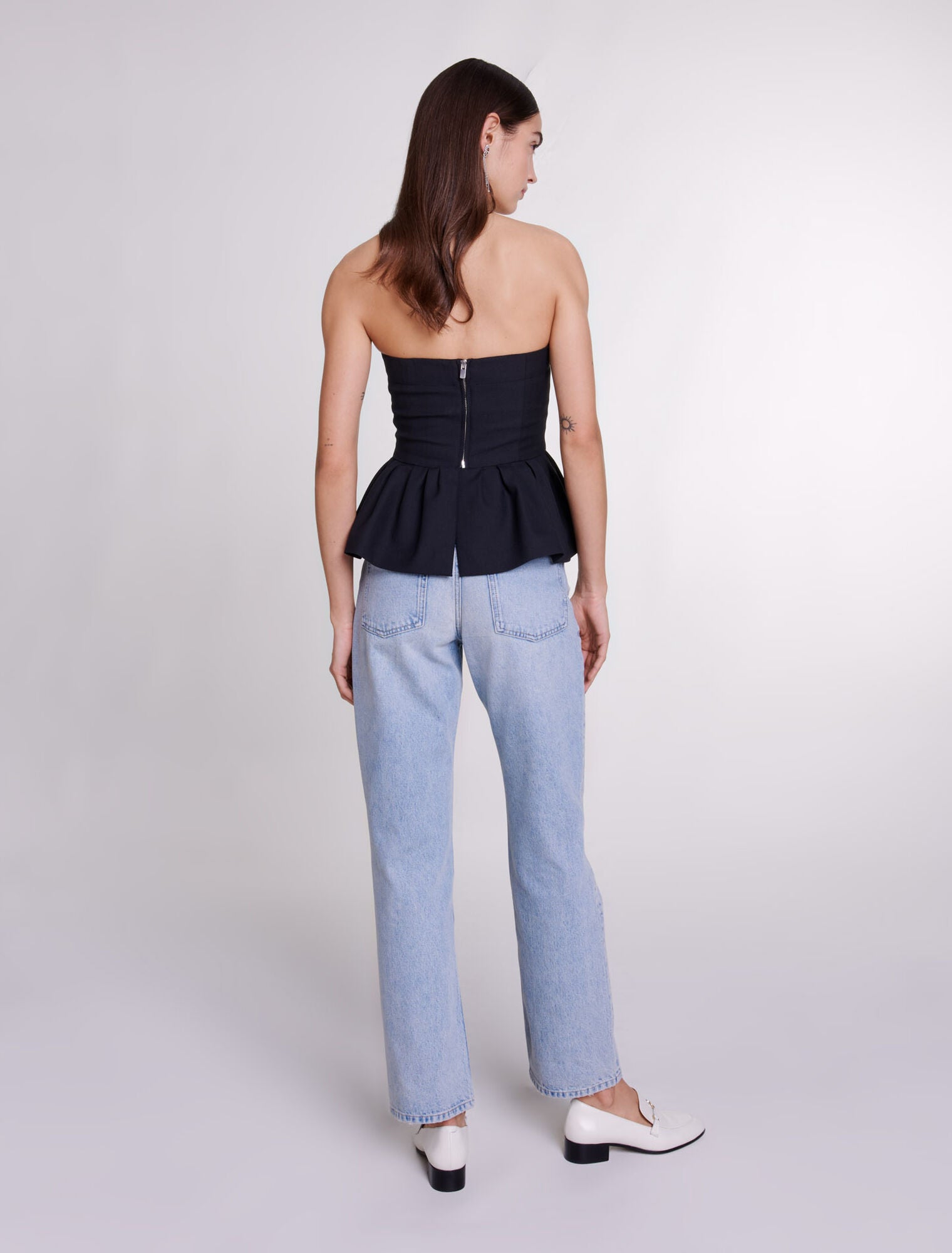 Black  -Bustier top with basque