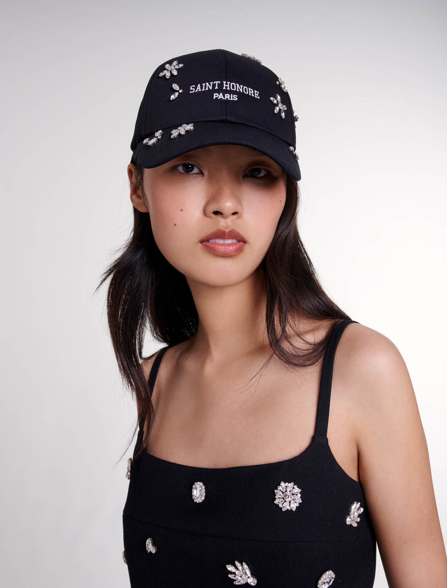 Black  -Diamanté crop top