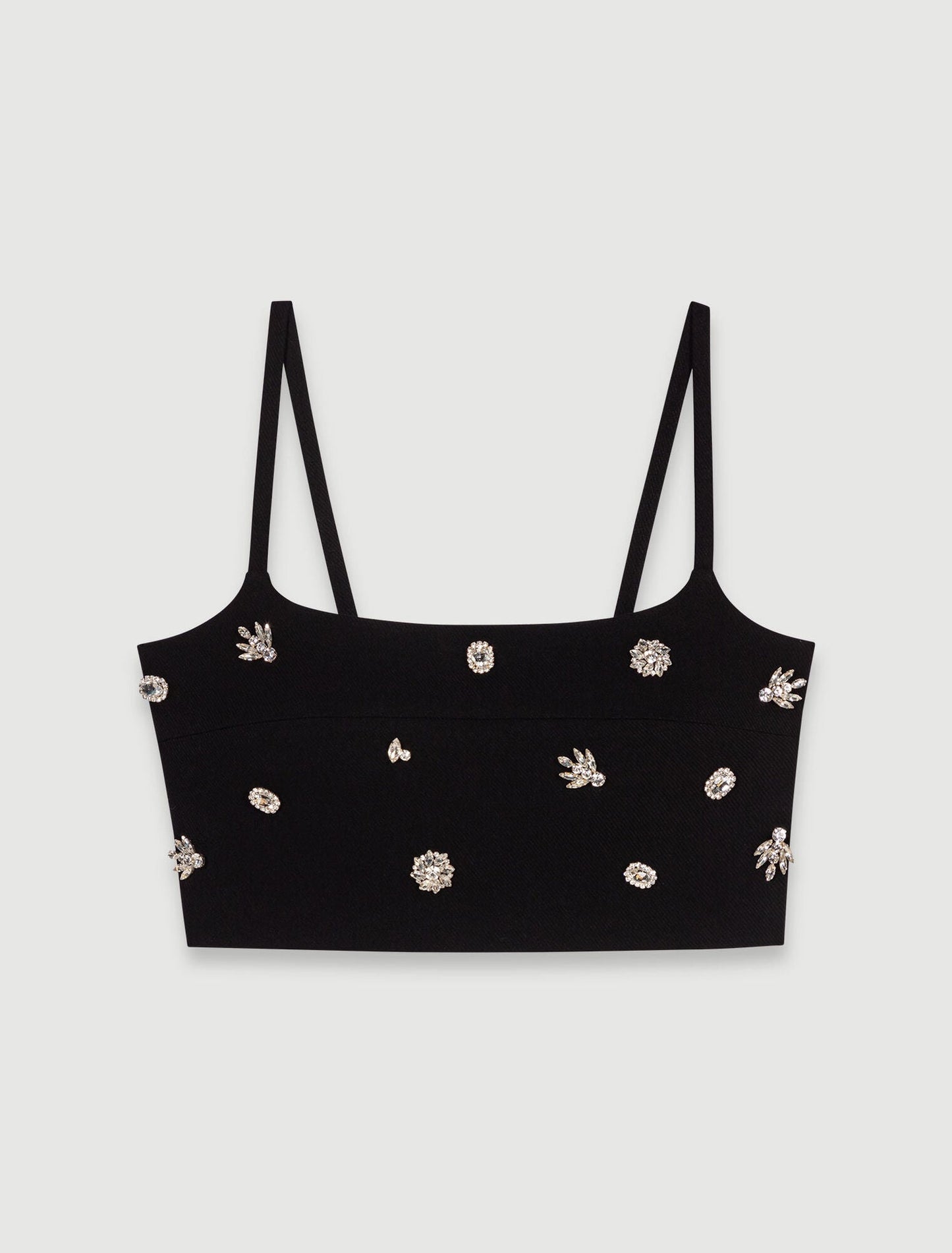 Black  -Diamanté crop top