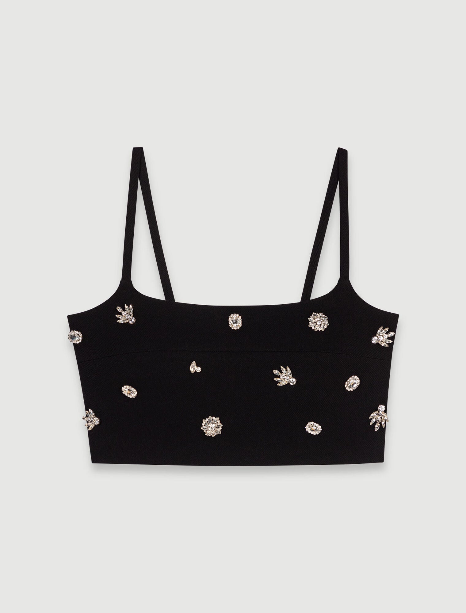 Black  -Diamanté crop top