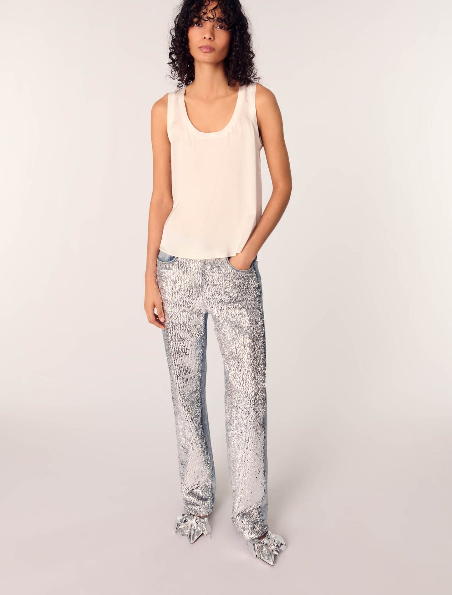 White-Silk tank top
