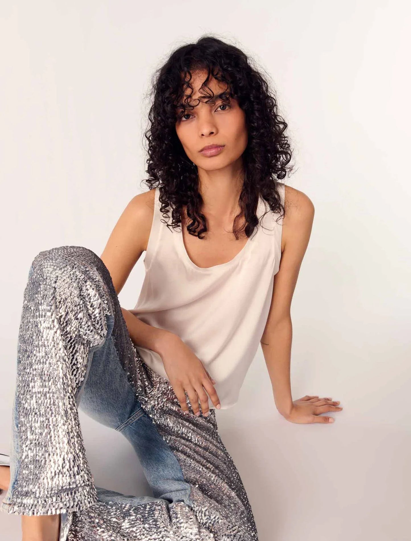 White-Silk tank top