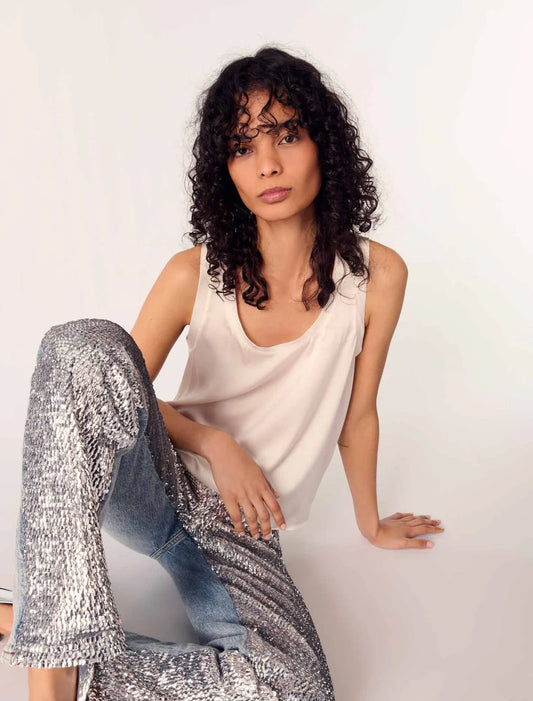 White-Silk tank top