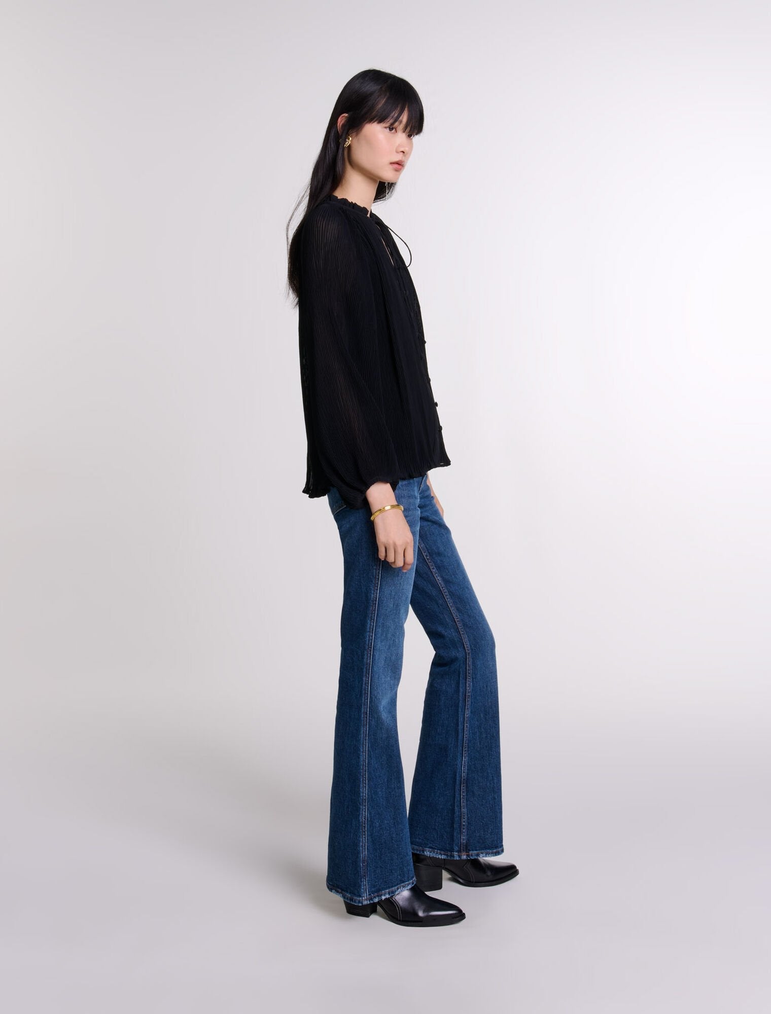 Black  -Pleated Shirt