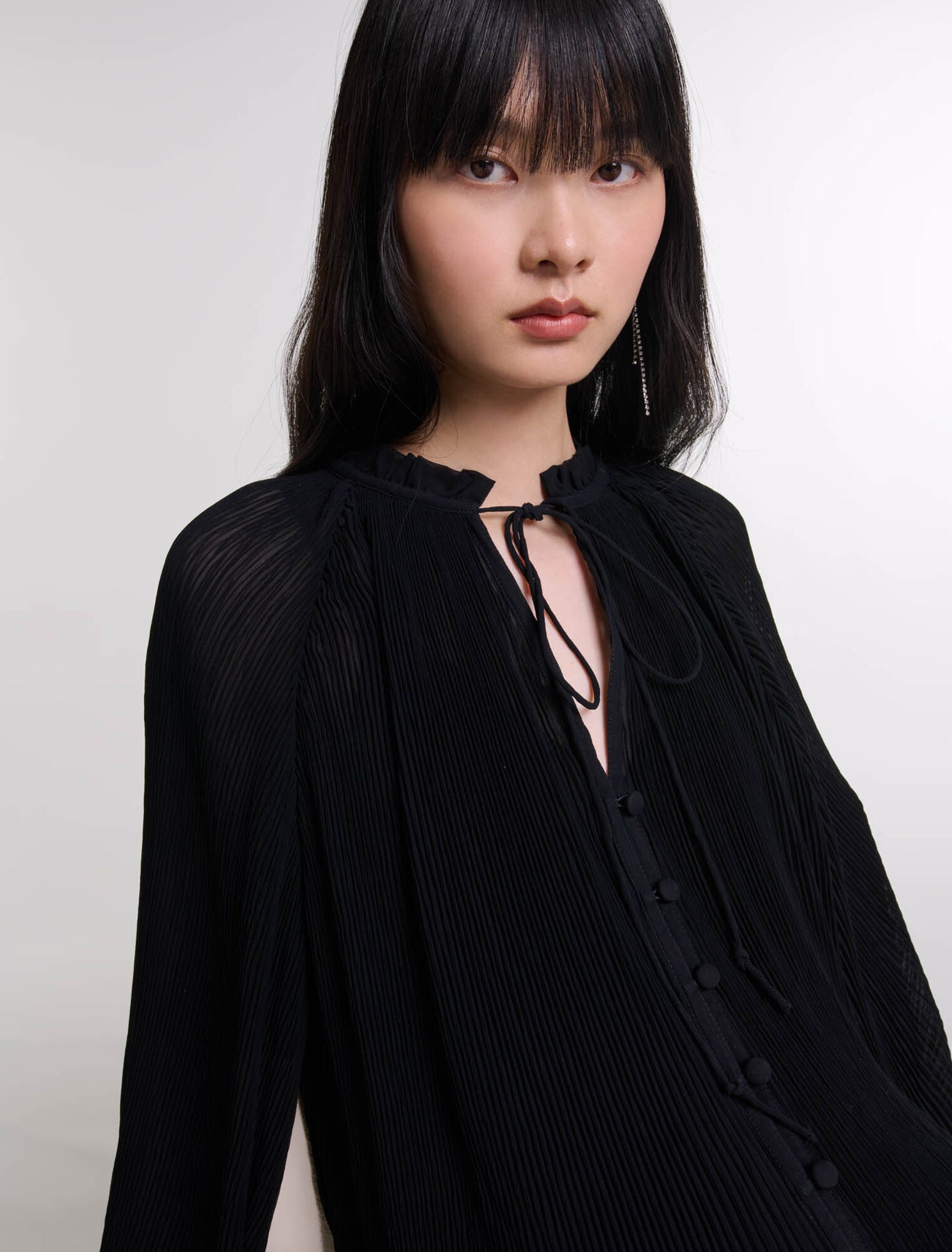 Black  -Pleated Shirt