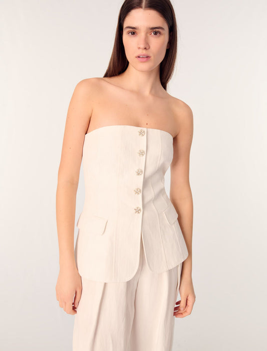 Ecru-Bustier Top