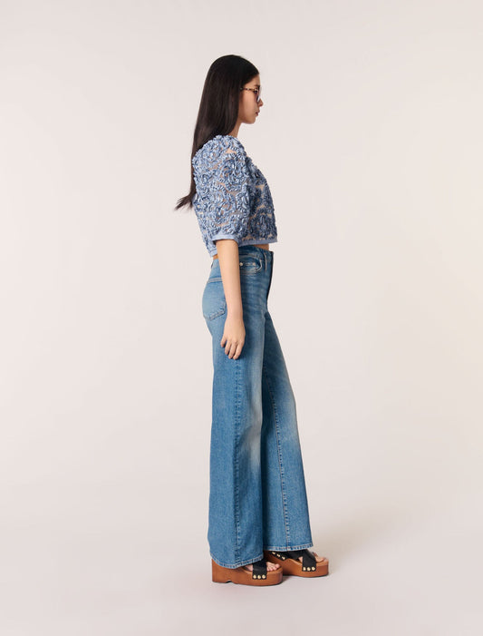 Blue-Floral organza top