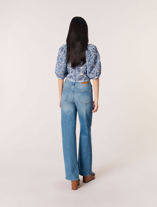 Blue-Floral organza top