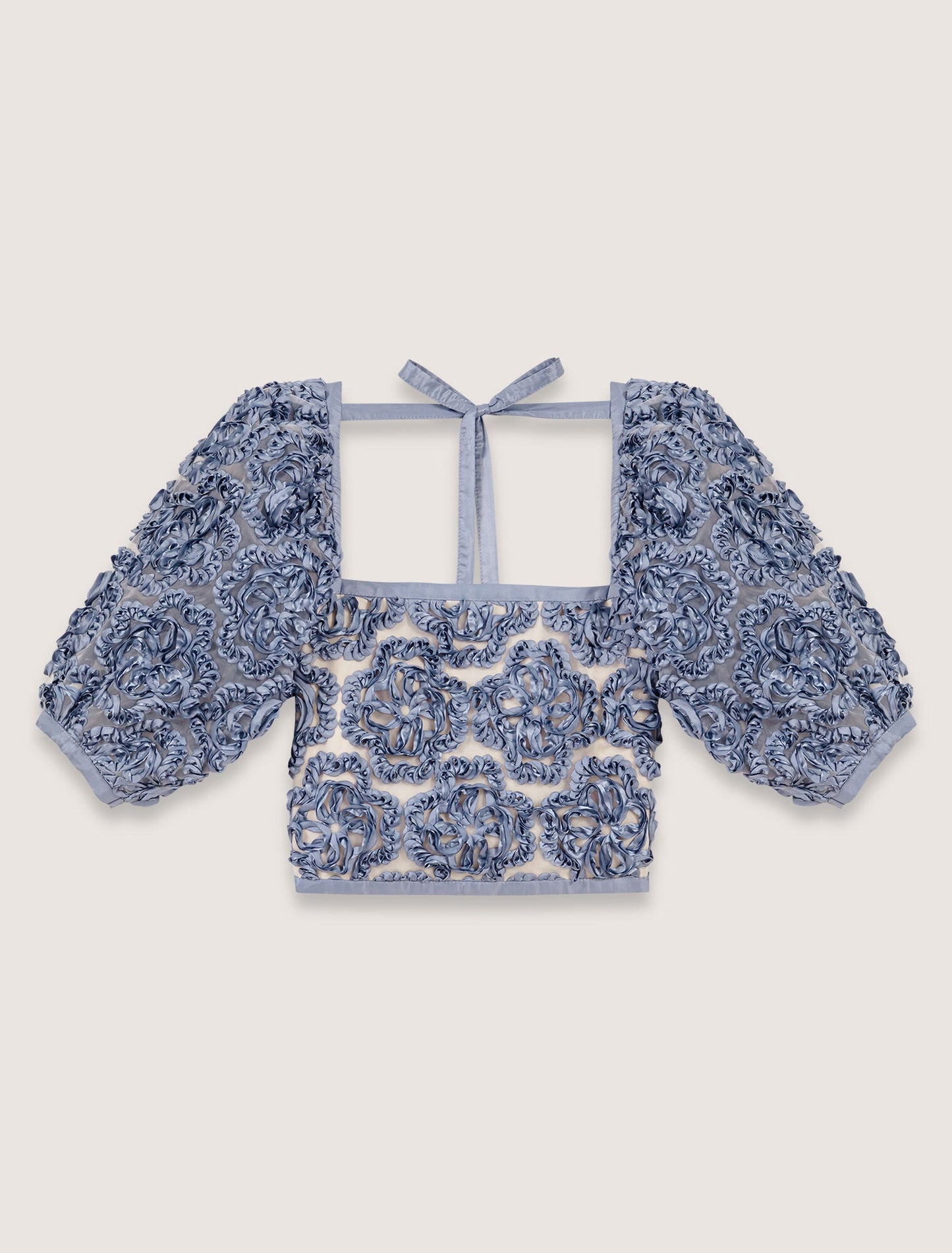 Blue-Floral organza top