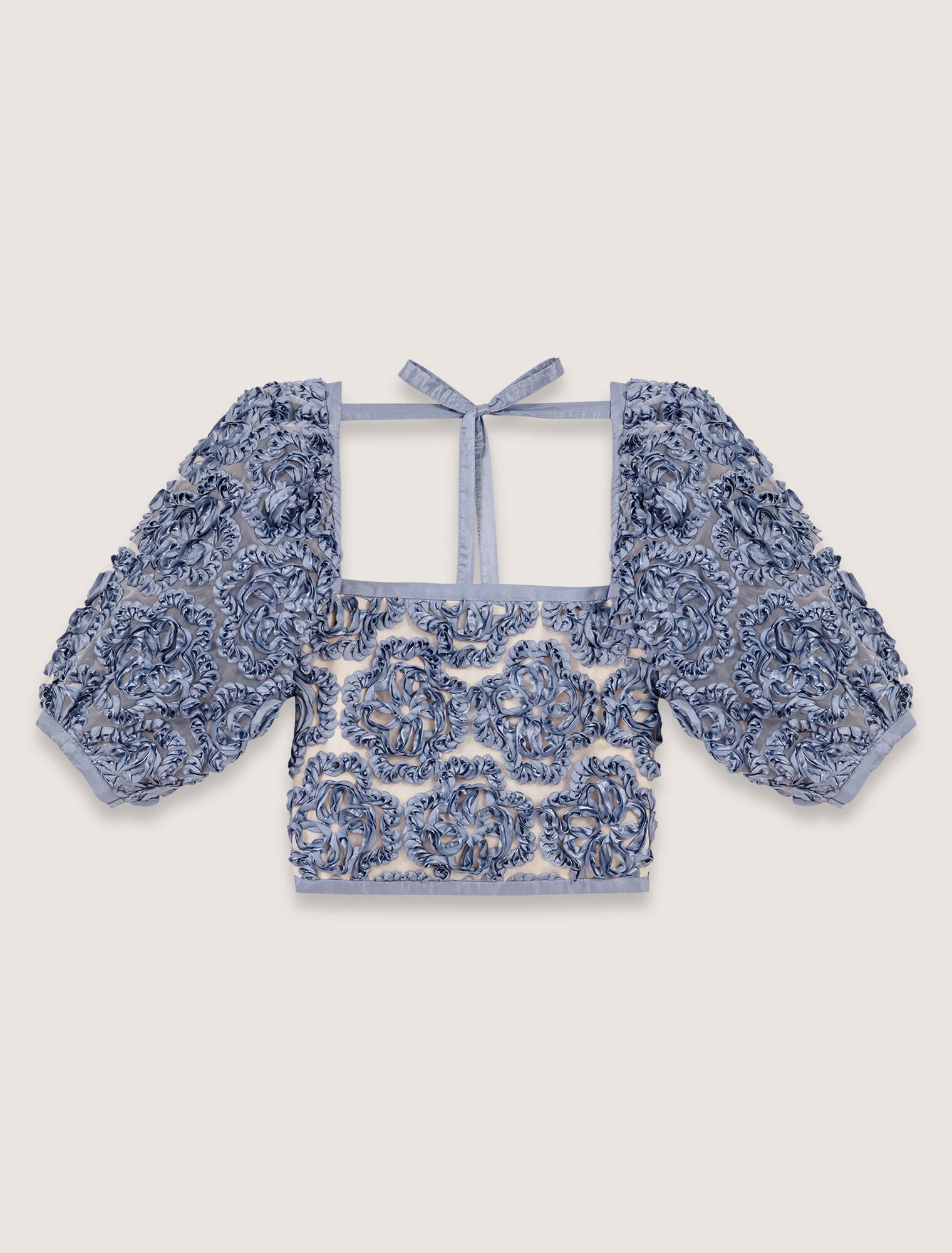 Blue-Floral organza top