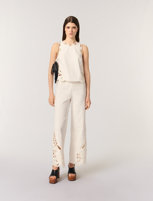 Ecru-featured-Embroidered vest top