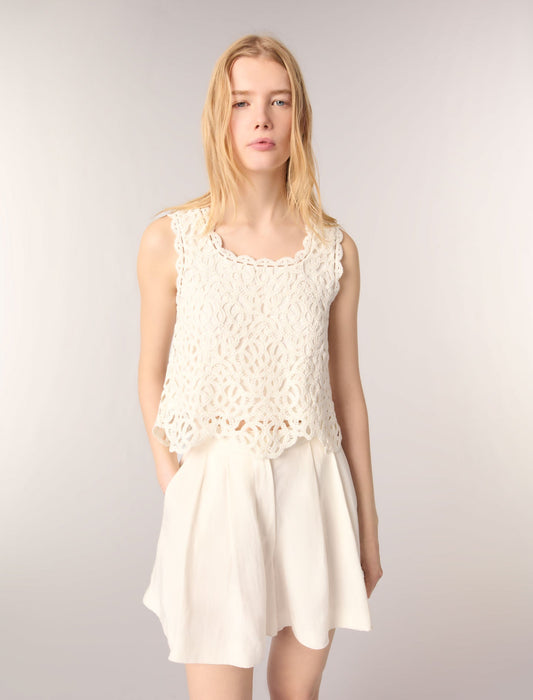 Ecru-Crochet-knit top