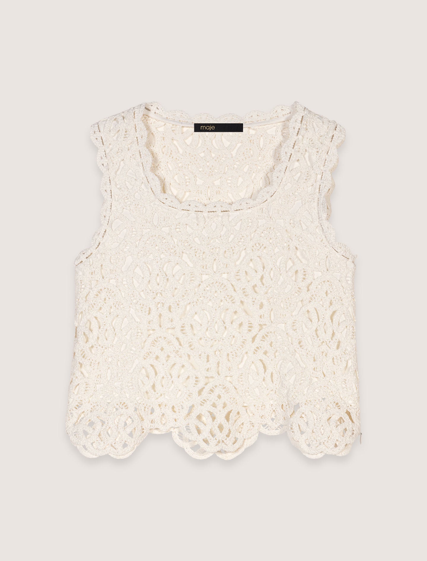 Ecru-Crochet-knit top