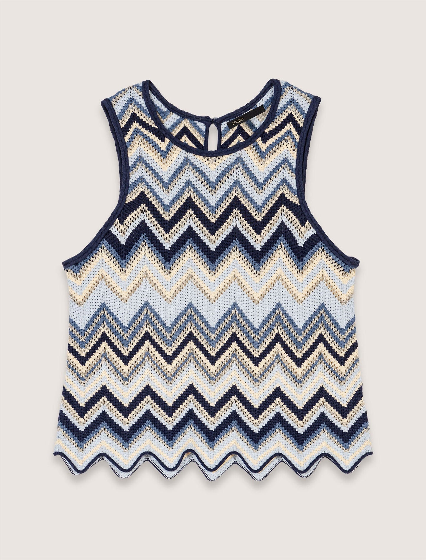 Blue/White-Crochet-knit top