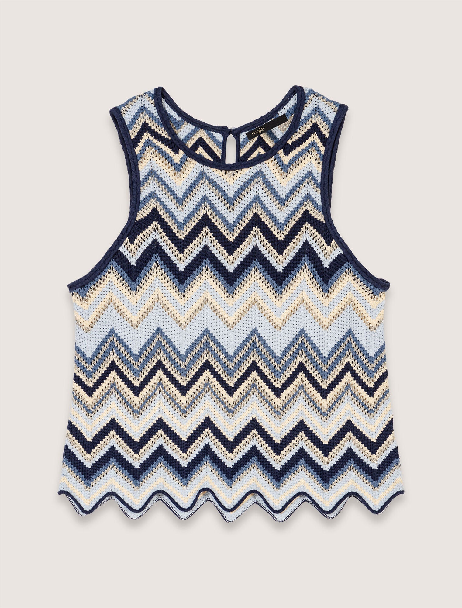 Blue/White-Crochet-knit top
