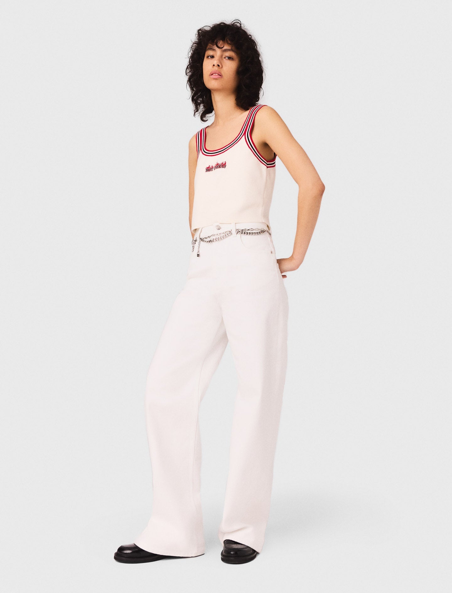 White featured Knit crop top