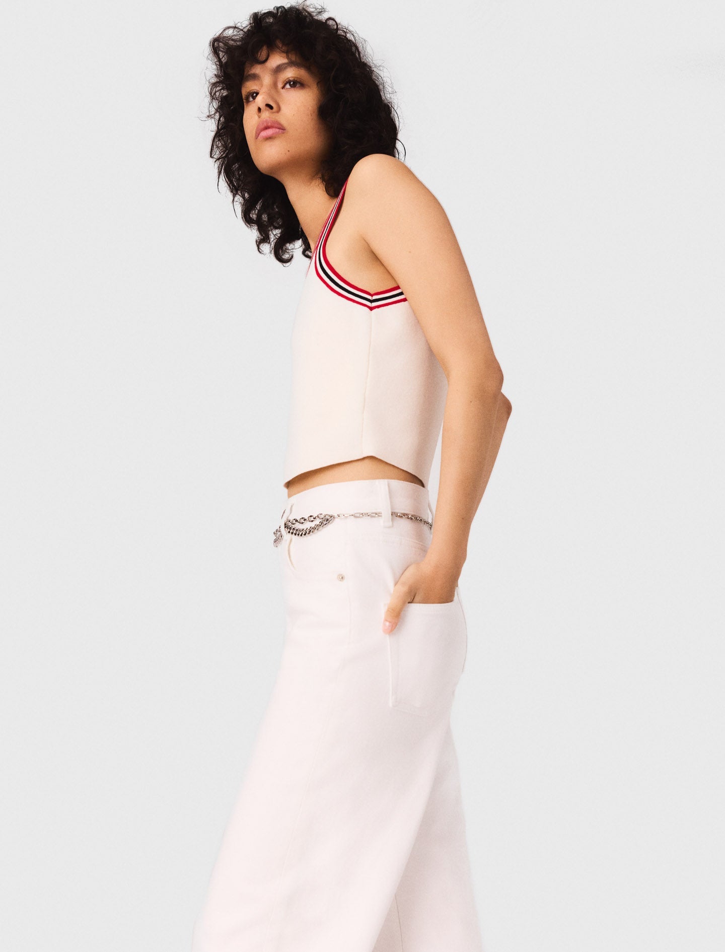 White Knit crop top