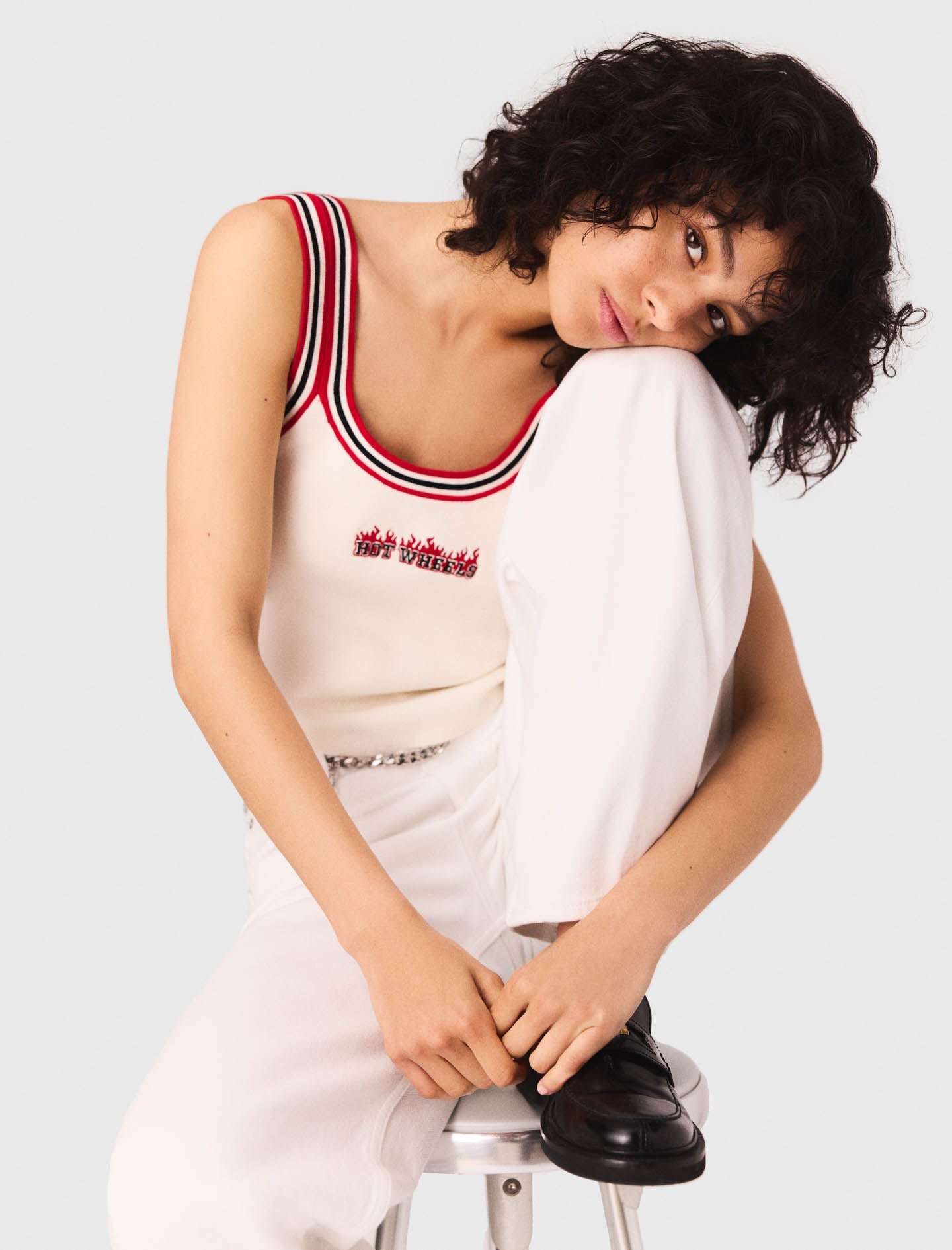 White Knit crop top